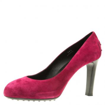 Pre Owned Tod's Purple Suede Round Toe Pumps Size 39.5