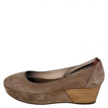 Pre Owned Tod's Beige Suede Ankle Strap Platform Wedge Pumps Size 37.5