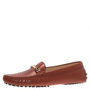Pre Owned Tod's Brown Leather Horsebit Loafers Size 40.5  