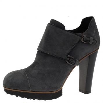 Pre Owned Tod's Grey Suede Ankle Boots Size 37.5