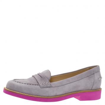 Pre Owned Tod's Grey Suede Penny Loafers Size 37.5