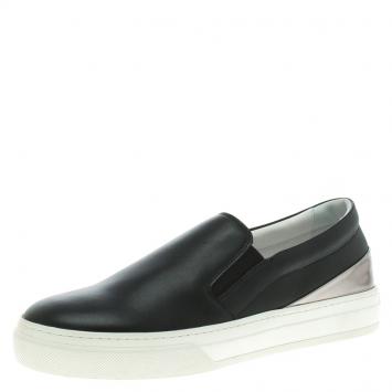 Pre Owned Tod's Two Tone Leather Slip On Sneakers Size 36.5