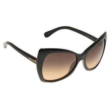 Pre Owned Tom Ford Black Butterfly Oversized Sunglasses