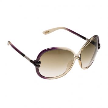 Pre Owned Tom Ford Sonja TF 185 Voilet Green Brown Oversized Sunglasses