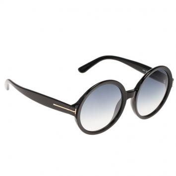 Pre Owned Tom Ford Black Juliet Round Sunglasses 