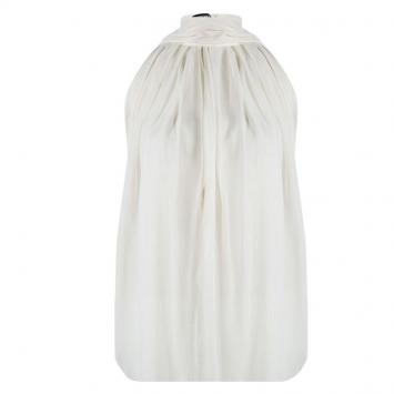 Pre Owned Tom Ford Cream Pleated Silk Neck Tie Detail Sleeveless Top S