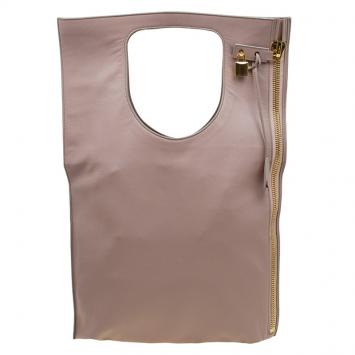 Pre Owned Tom Ford Blush Nude Leather Large Fold Over Alix Tote