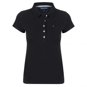 Pre Owned Tommy Hilfiger Black Logo Polo Shirt L