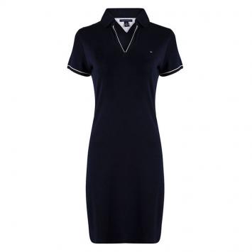 Pre Owned Tommy Hilfiger Navy Blue Cotton Polo T-Shirt Dress M