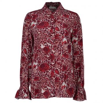 Pre Owned Tory Burch Cora Red Floral Print Shirt S