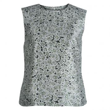 Pre Owned Tory Burch Floral Printed Silk Sleeveless Top M