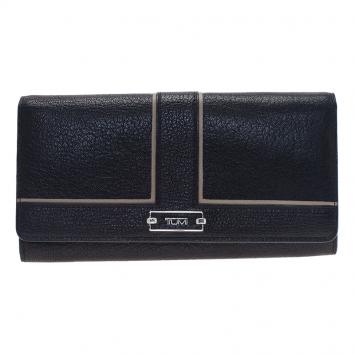 Pre Owned Tumi Black Leather Chelsea Continental Flap Wallet