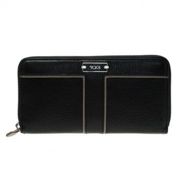 Pre Owned Tumi Black Leather Zip Around Wallet