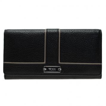 Pre Owned Tumi Black Leather Chelsea Continental Flap Wallet
