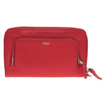 Pre Owned Tumi Red Leather Zip-Around Wallet 