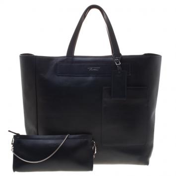 Pre Owned Tumi Navy Blue Leather Boulevard Tote