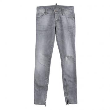 Pre Owned DSquared2 Grey Light Wash Distressed Denim Skinny Jeans S
