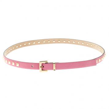 Pre Owned Valentino Pink Leather Rockstud Skinny Belt 80CM