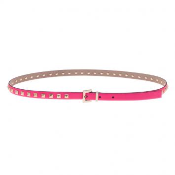 Pre Owned Valentino Neon Pink Rockstud Skinny Belt 85 CM 