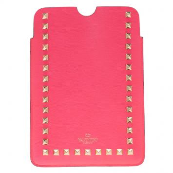 Pre Owned Valentino Neon Pink Leather Rockstud iPad Mini Case 