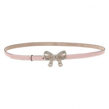 مملوكة مسبقًا Valentino Pink Leather Crystal Bow Belt 95 CM