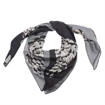 Pre Owned Valentino Grey Eagle Printed Silk Square Scarf