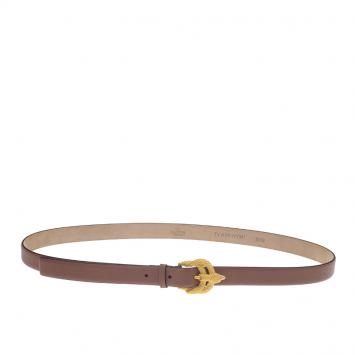 Pre Owned Valentino Brown Leather Phoenix Buckle Belt 90 CM