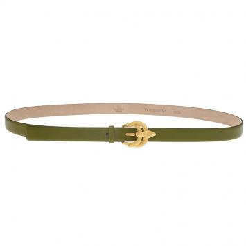 Pre Owned Valentino Green Leather Phoenix Buckle Belt 95 CM