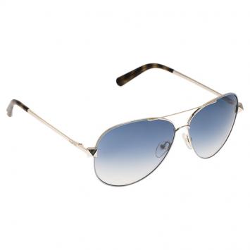 Pre Owned Valentino Gold and Blue V117S Rockstud Aviator Sunglasses