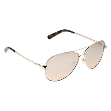 Pre Owned Valentino Rose Gold and Tortoise V117S Rockstud Aviator Sunglasses