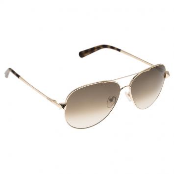 Pre Owned Valentino Gold and Tortoise V117S Rockstud Aviator Sunglasses
