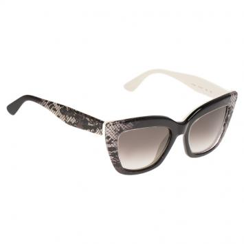 Pre Owned Valentino Black and White Lace Print V710S Cat Eye Sunglasses