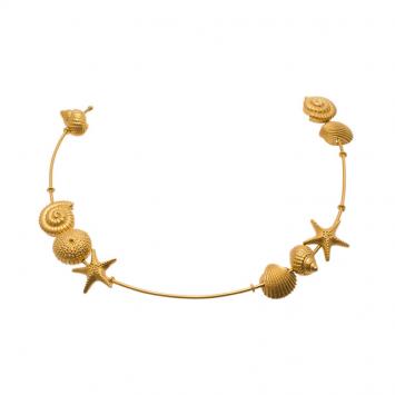 Pre Owned Valentino Shell Crown Gold Tone Headband