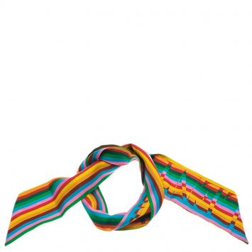 Pre Owned Valentino Multicolor Monogram Printed Silk Neck Scarf