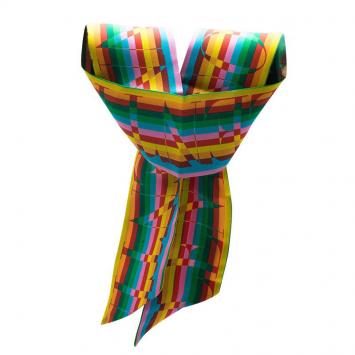 Pre Owned Valentino Multicolor Monogram Printed Silk Neck Scarf