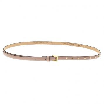 Pre Owned Valentino Light Beige Studded Leather Skinny Belt 75 CM