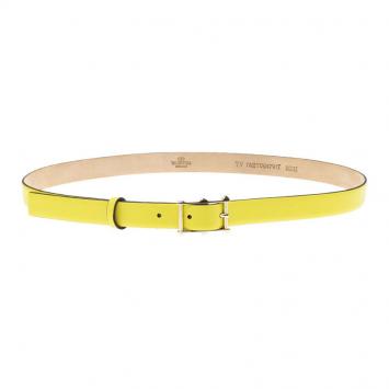 Pre Owned Valentino Yellow Leather Rockstud Buckle Belt 80 CM