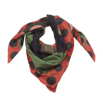 Pre Owned Valentino Multicolor Polka Dot Printed Silk Square Scarf