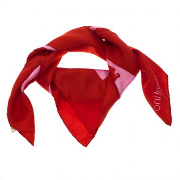 Pre Owned Valentino Pink And Red Printed Silk 1970 Re-Edition Vintage Square Scarf