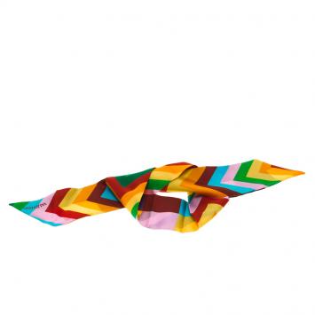 Pre Owned Valentino Multicolor Chevron Printed Silk Bandeau