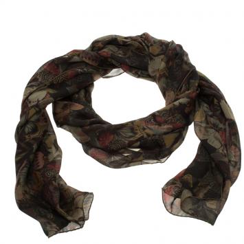 Pre Owned Valentino Multicolor Butterfly Printed Silk Stole