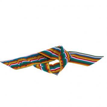 Pre Owned Valentino Multicolor Striped Logo Printed Silk Bandeau