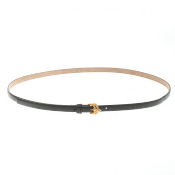 Pre Owned Valentino Black Leather Skinny Snake Buckle Belt 90 CM