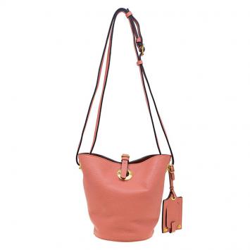 Pre Owned Valentino Peach Leather Eye On You Vitello Bucket Bag