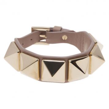Pre Owned Valentino Rockstud Macro Stud Leather Bracelet