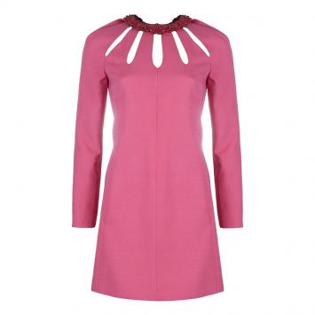 Pre Owned Valentino Pink Floral Embellished Cutout Dress S