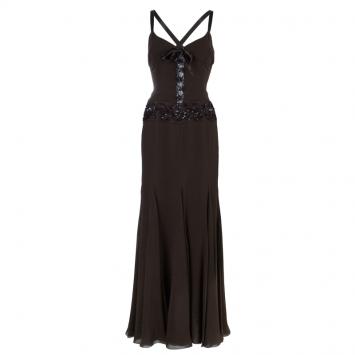 Pre Owned Valentino Brown Embellished Gown M