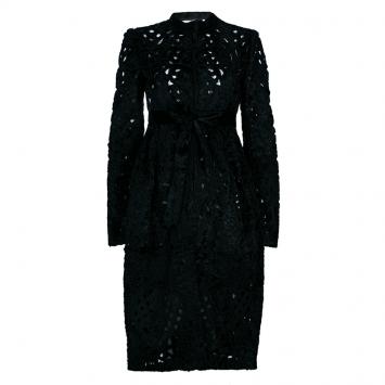 Pre Owned Valentino Black Pony Hair Cutout Coat S