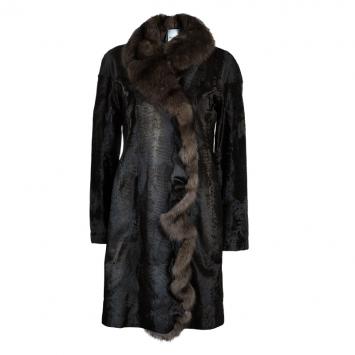 Pre Owned Valentino Brown Lamb Fur Coat S
