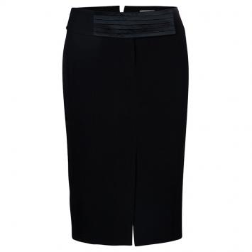Pre Owned Valentino Black Satin Wool Skirt M